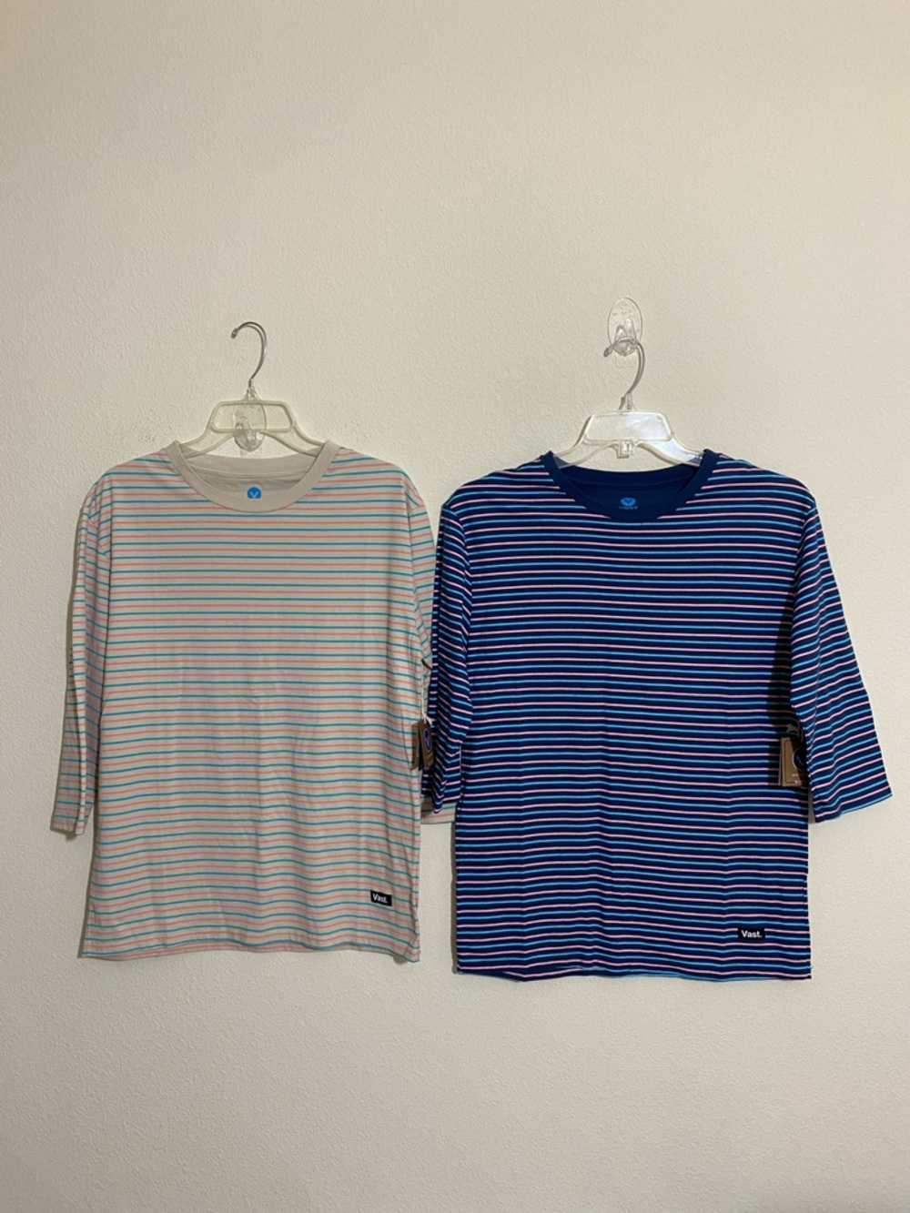Lot of 2--VAST Striped 2/3 Sleeve T-shirt Tops Women's Size M